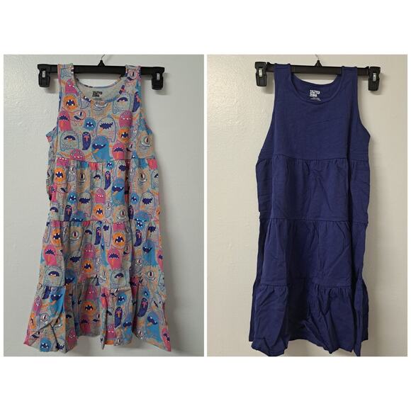 Spotted‎ Zebra Girls Knit Sleeveless Tiered Dresses Navy/Monster, Pack Of 2 Sz L - Picture 1 of 13